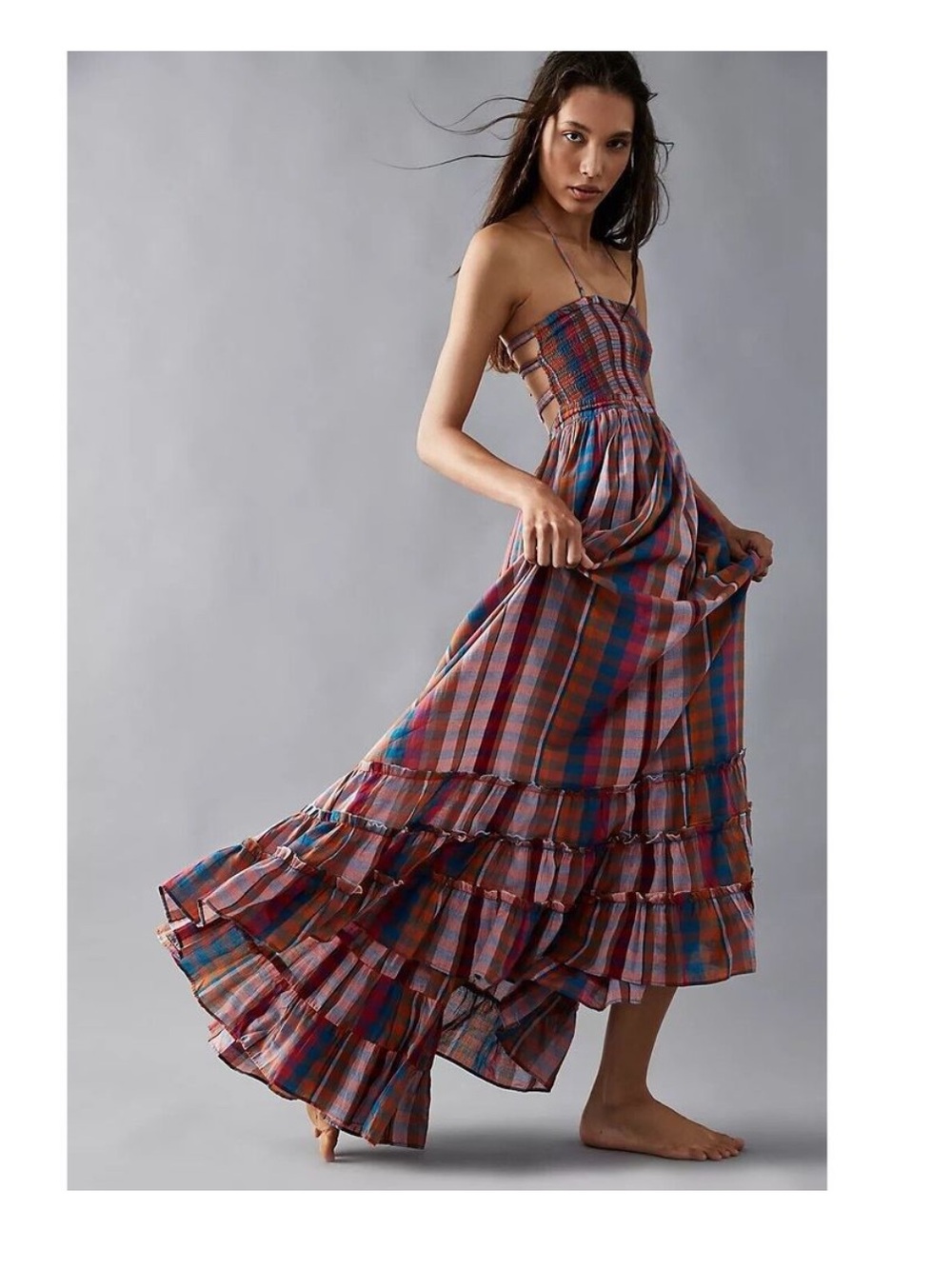 ISO ISO Free People Extratropical Plaid Maxi Dress size M